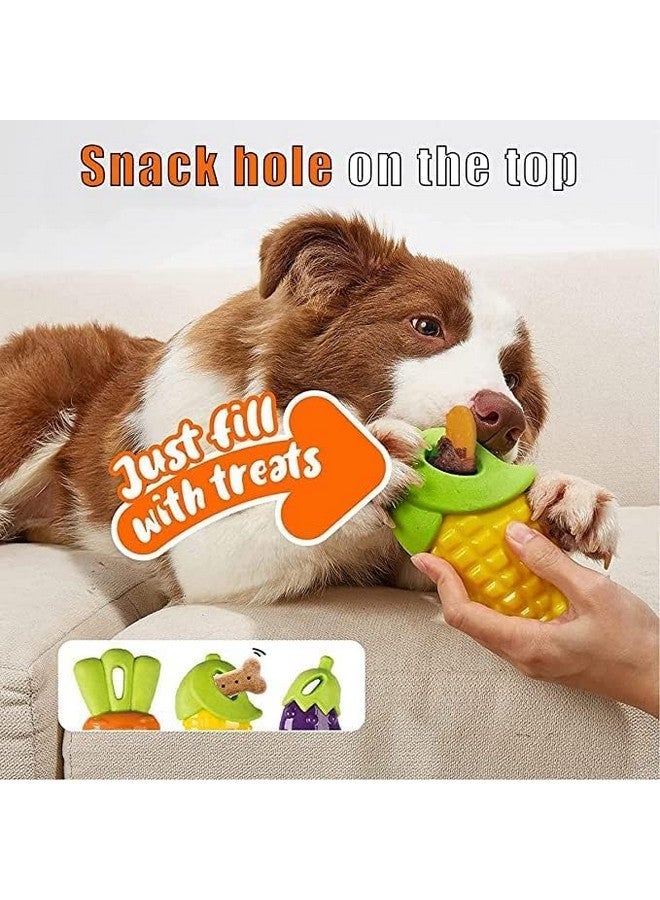 ألعاب تنظيف الأسنان ومضغها بنكهة الخضروات والجزر والباذنجان والليمون المطاطية المتينة مع أصوات صرير للكلاب والجراء - متعددة الألوان - Image 4