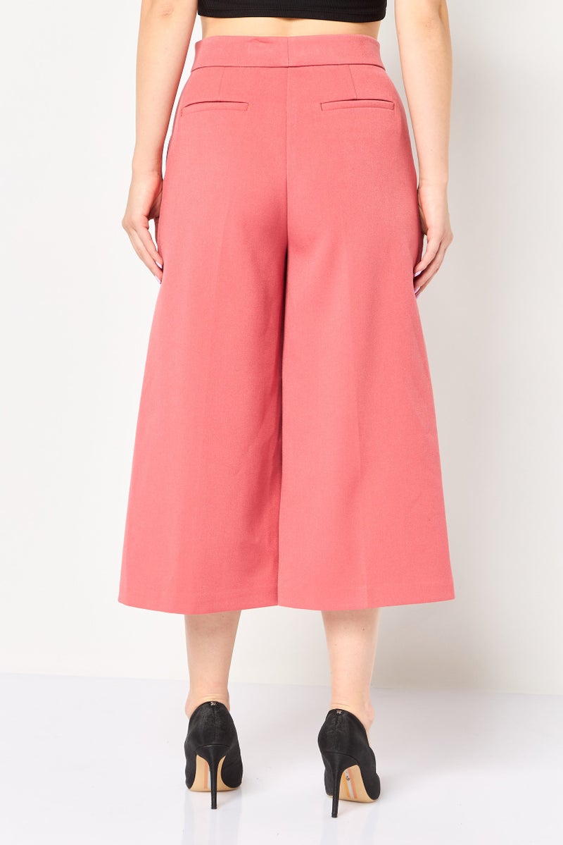 PINKO سروال نسائي بقصة عادية بلون موحد، وردي - Image 4