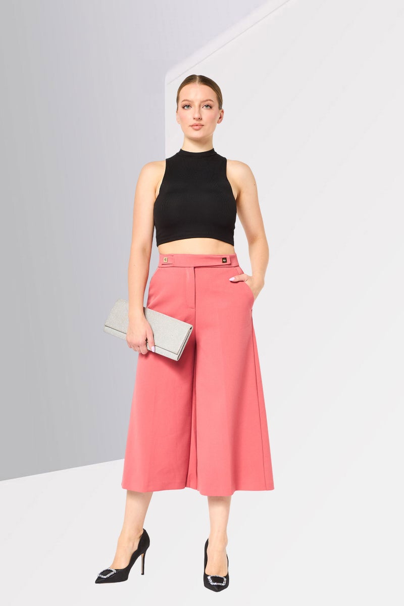 PINKO سروال نسائي بقصة عادية بلون موحد، وردي - Image 2