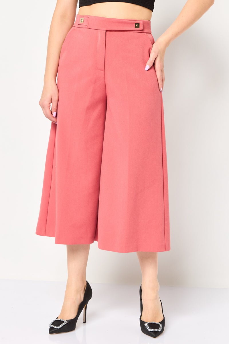 PINKO سروال نسائي بقصة عادية بلون موحد، وردي - Image 1