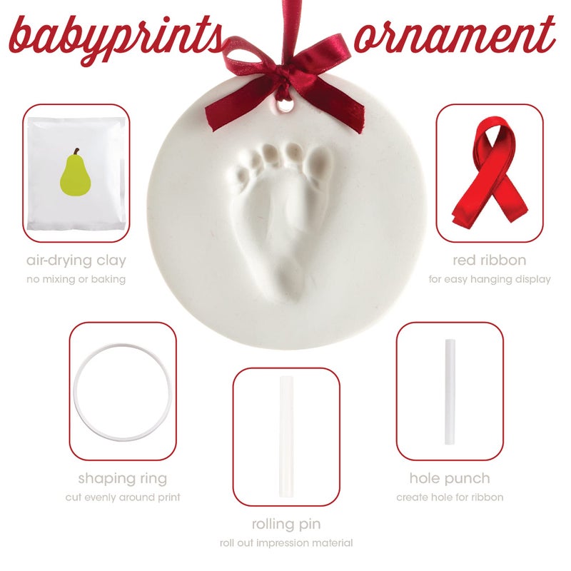 Pearhead Babyprints Ornament, Baby's First Christmas Holiday Keepsake, Newborn Handprint or Footprint Clay Kit, Easy No-Bake DIY Impression, Gender-Neutral Baby Gift - Image 3