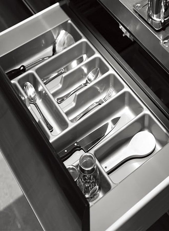 HYDERON Cutlery Tray color: grey– Space-Saving Organizer for Kitchen Drawers, Ideal for Forks, Spoons, Knives, and Utensils | Durable and Stylish Design (600mm) - Image 5