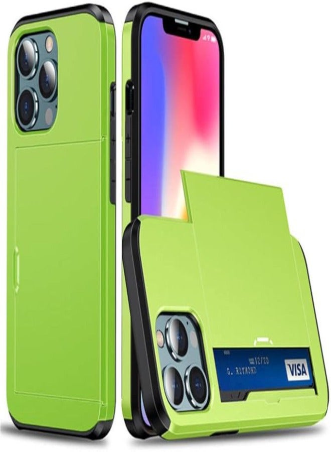 AROAQ Sliding Card Slot Phone Case with 360° Rotating Stand & Camera Protection – Compatible with iPhone 16 Pro Max, iPhone 15/15 Plus, iPhone 14/14 Pro Max, iPhone 13/13 Pro Max, iPhone 12/12 Pro/12 Pro Max, iPhone 11/11 Pro - Green - Image 1