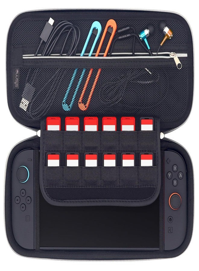 sisma Slim Carry Case Compatible with Nintendo Switch 2 Console, Hard Shell Travel Protective Case Carrying Bag Switch2 Accessories Storage Pocket & 12 Game Card Holders -Black - Image 4