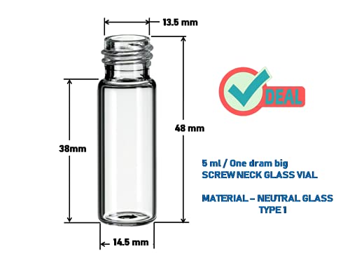 Ritedeal 5ml glass vial transparent quality glass bottle Homeopathy bottles with white screw caps 2 BOX - Image 3