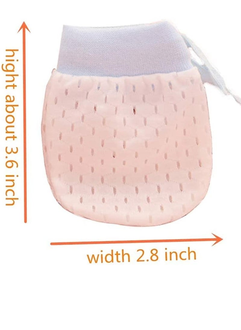 Baby Stretch Gloves 4 Pairs Anti Scratch Face Adjustable Gloves Ice Silk Gloves Mesh Breathable Drawstring Newborn Toddler Gloves for Newborns From 0 to 12 Months - Image 2