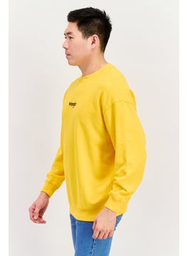 Wrangler Men Crew Neck Brand Logo Sweatshirts, Dark Yellow  - Image 4