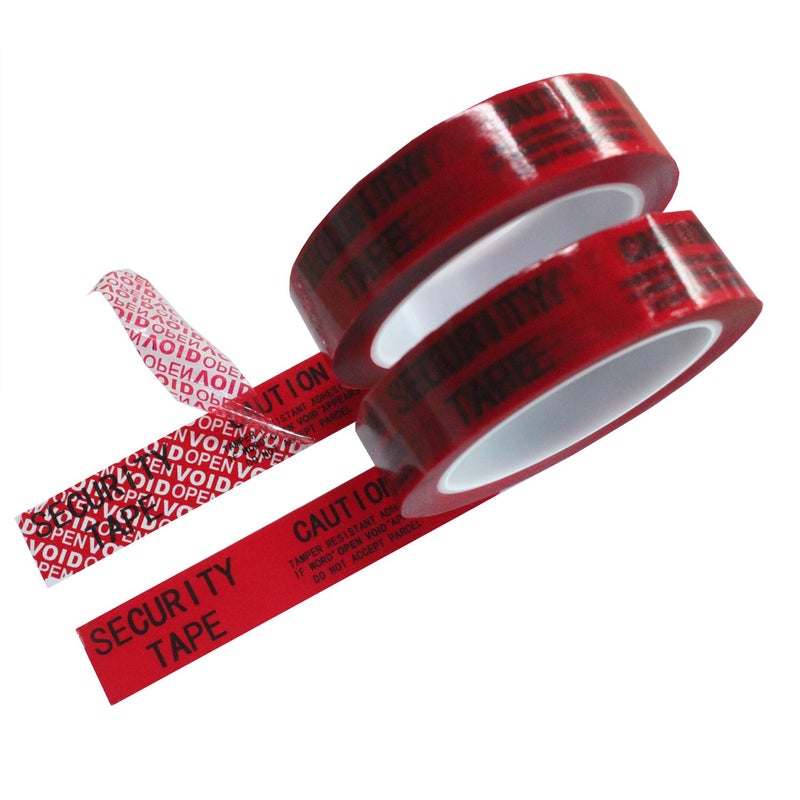 TamperSeals Group - 2 Rolls 100% Total Transfer Tamper Proof Security Seal Tapes (1 Inch x 55 Yards x 2 Mil, Ultra-Thick â€œVoidâ€ Film, Red) - Image 1
