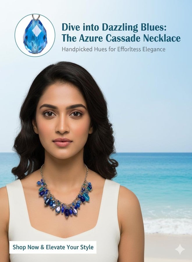 DCA Western Latest Trendy Boho Charms Fashion Jewellery Necklace for Women and Girls (Blue) - Image 3