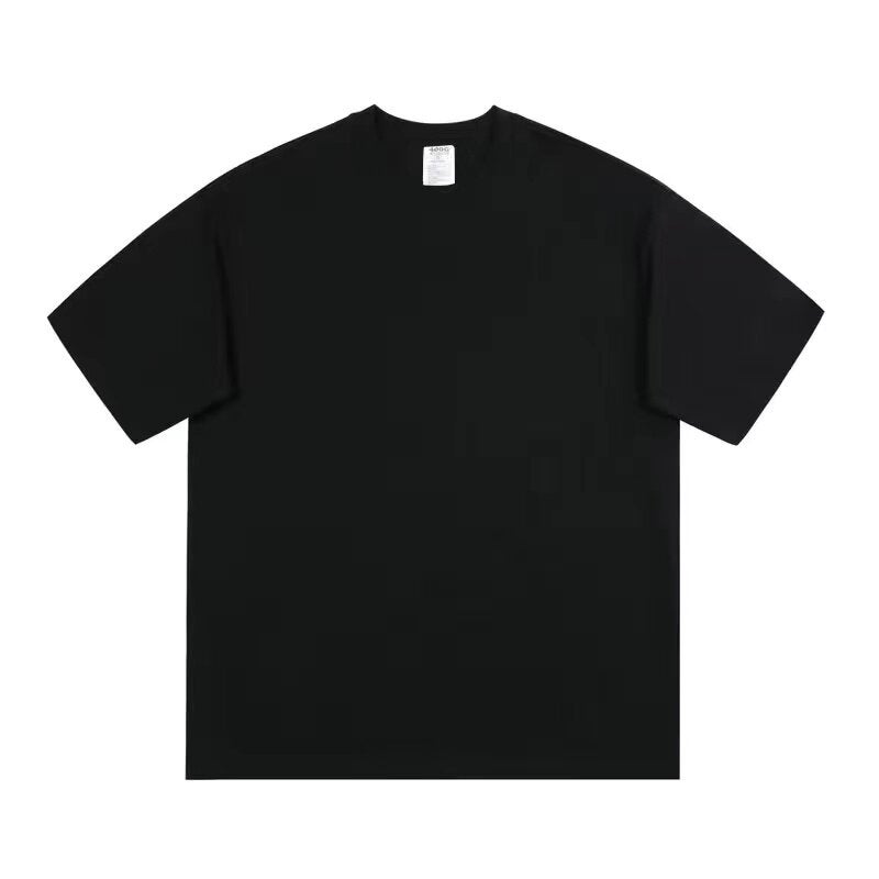 400G pure cotton heavyweight summer small collar American short-sleeved T-shirt for men and women solid color loose plus size half-sleeved undershirt - Image 3