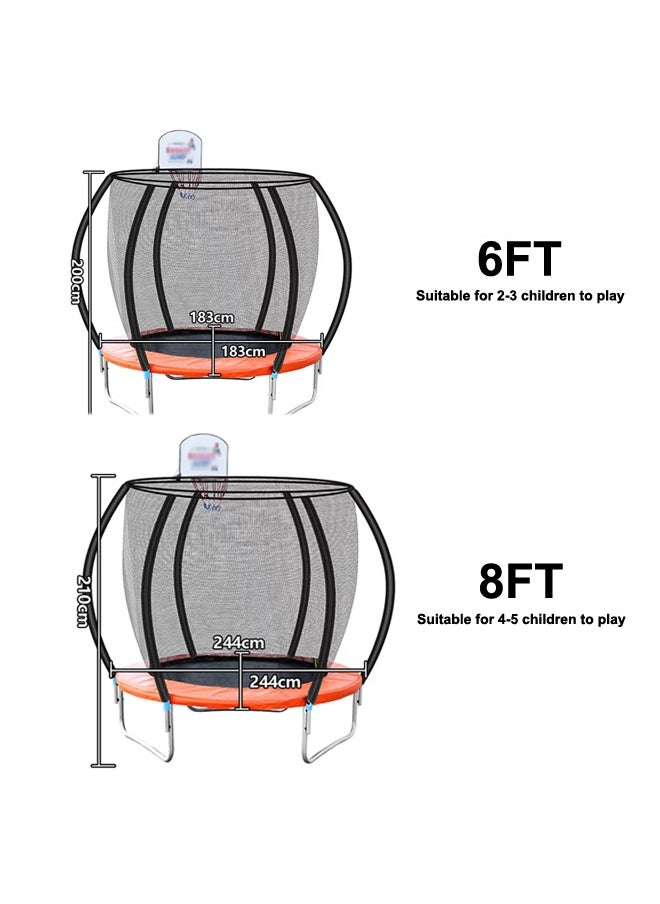 6ft/8ft Heavy Duty Indoor And Outdoor Bounce Trampoline With Safety Net