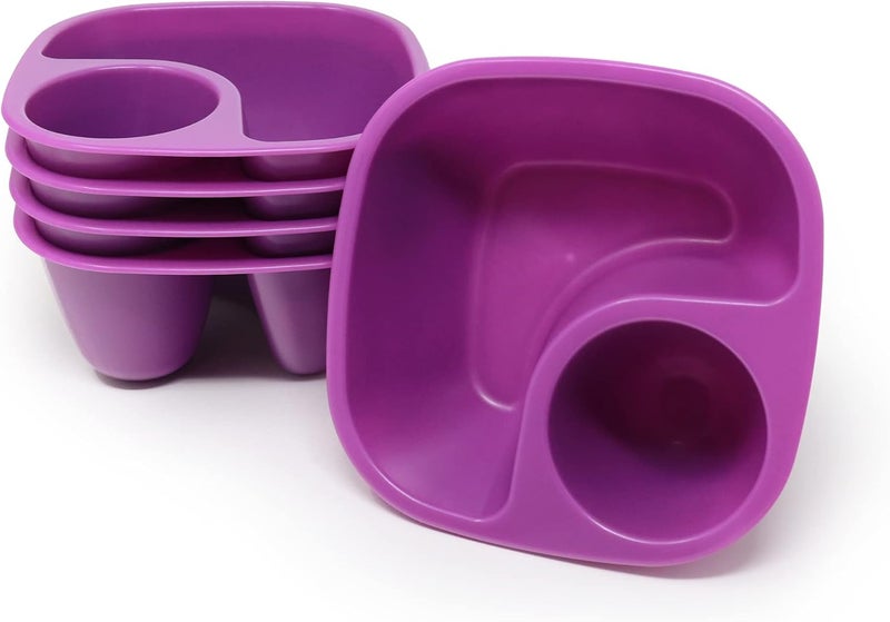 Rolling Sands Reusable Snack and Dip Bowls 5 Pk USA Made Dishwasher and Microwave Safe Personal Size BPAFree Two Compartments to Hold Dips Snacks and Treats Purple - Image 1