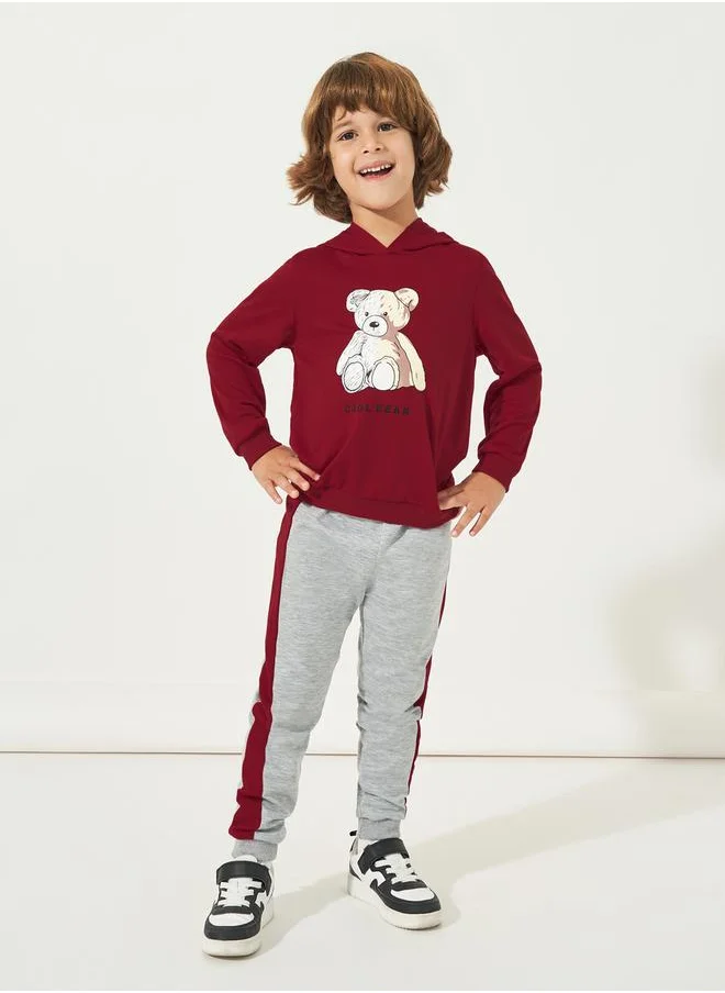 Styli Bear Graphic Print Hoodie & Joggers Set