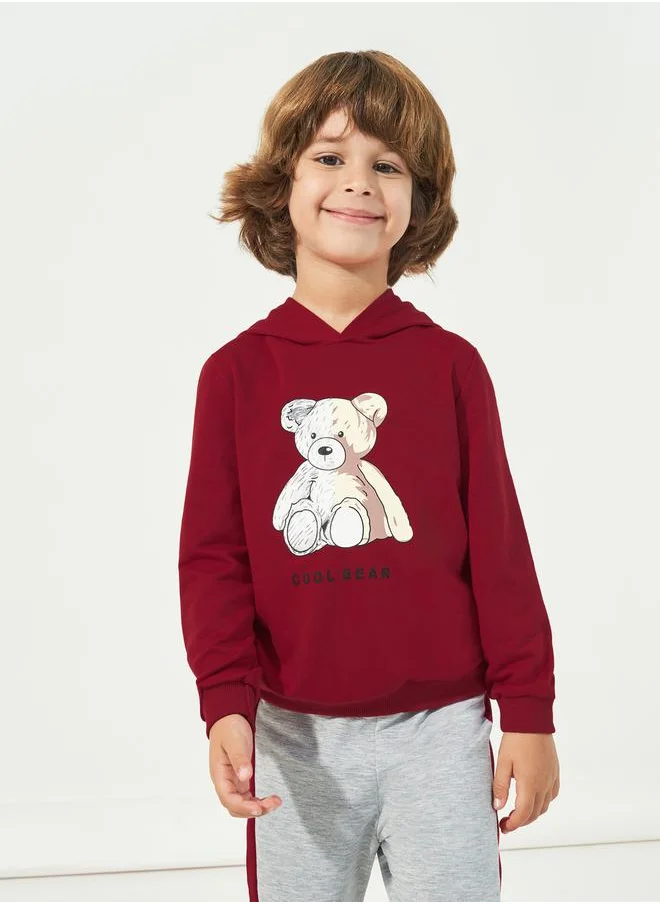 Styli Bear Graphic Print Hoodie & Joggers Set