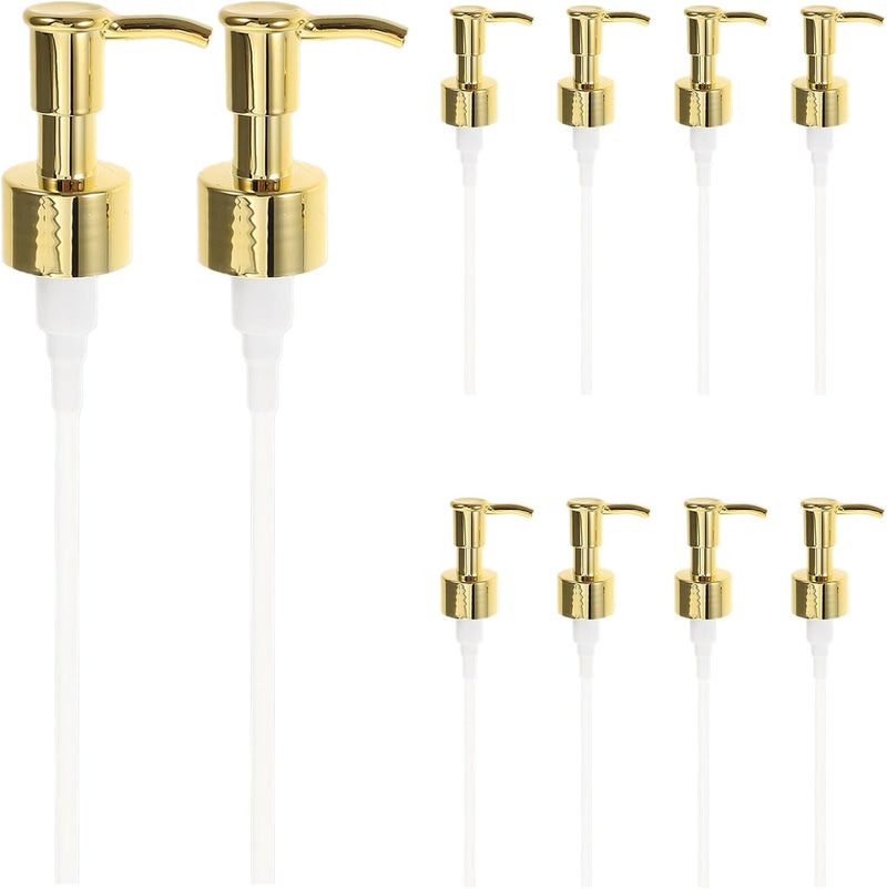 10 Pieces Gold 24/410 Replacement Lotion Pump, 10 Pieces for Soap and Essential Oil Dispenser, Long Nozzle for Precise Dosage, Compatible with Kitchen Bottles and - Image 1
