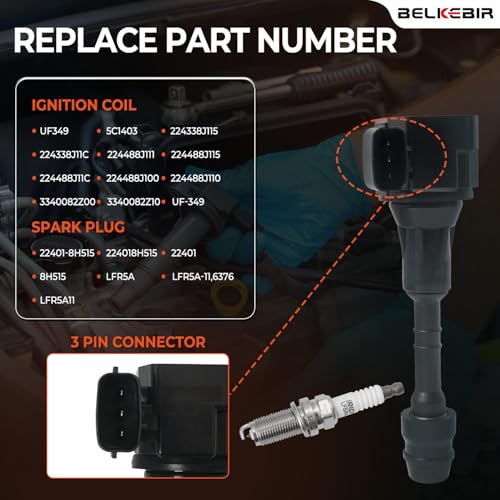 BELKEBIR Set of 6 Ignition Coil Pack & Spark Plugs Compatible with 3.5L 4.0L V6 Nissan Altima Frontier Maxima Murano Pathfinder Quest Xterra NV1500 NV2500 NV3500, Infiniti I35 QX4, Suzuki Equator Replace UF349 - Image 3