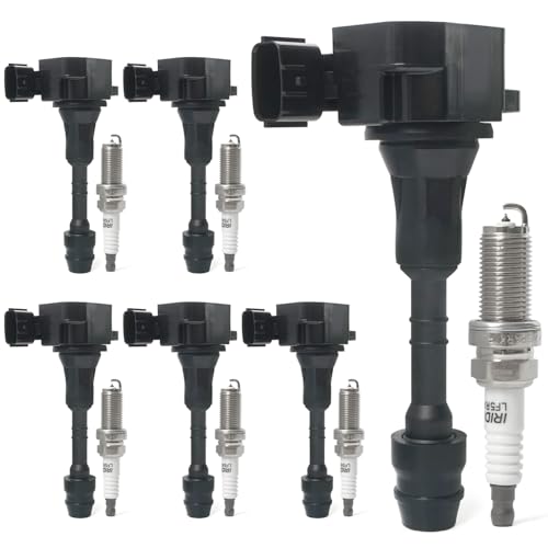BELKEBIR Set of 6 Ignition Coil Pack & Spark Plugs Compatible with 3.5L 4.0L V6 Nissan Altima Frontier Maxima Murano Pathfinder Quest Xterra NV1500 NV2500 NV3500, Infiniti I35 QX4, Suzuki Equator Replace UF349 - Image 1