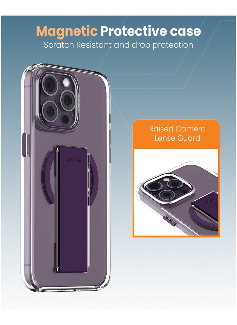 Moxedo Moxedo Magnetic Protective Case Scratch Resistant Drop Protection Magsafe Technology Compatible for iPhone 14 Pro Max 6.7 inch -Purple  - Image 4
