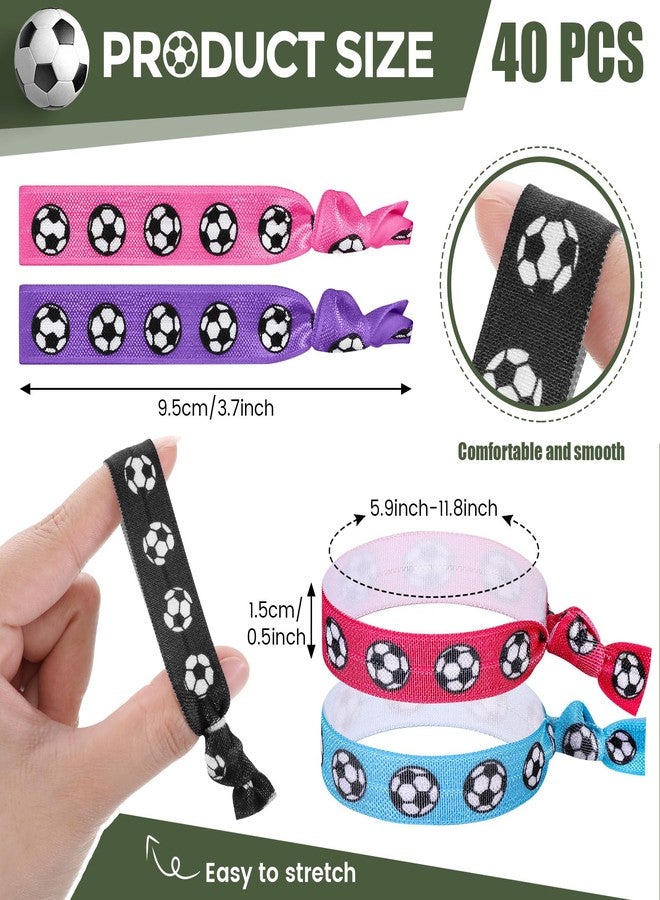 Hanaive 40 Pieces Soccer Hair Accessories Soccer Hair Ties Football Elastic No Crease Ribbon Bands Ponytail Holders for Girls Football Players - Image 2