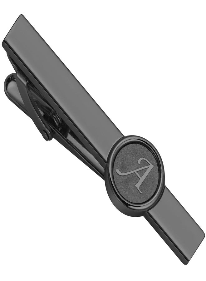 AMITER Initial Tie Clip for Men, 2 inch Mens Necktie Bar for Regular Ties - Black - Image 1