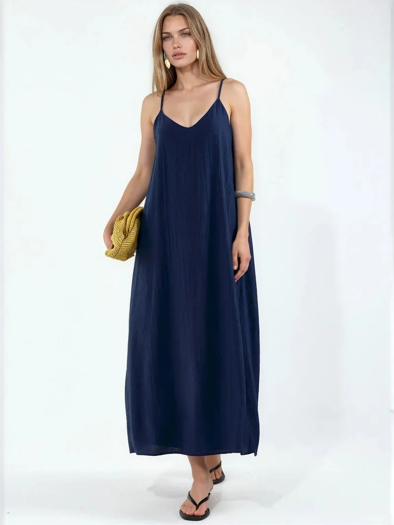 بوسيم BUSEM Women's Solid Maxi Slip Dress