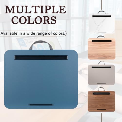 YUELAKE Portable Laptop Desk Fits Up to 16“ Laptops, with Tablet Slot, Built-in Cushion, Great for Home & Office,Lap Desk for Laptop,Lap Desk with Cushion (Blue, Medium) - Image 3