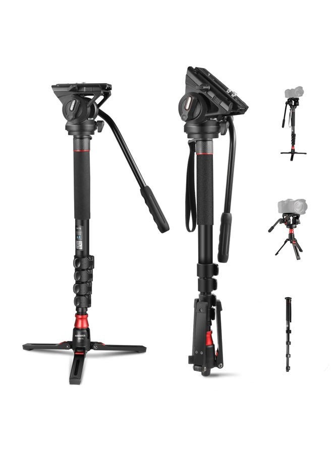 Neewer Professional Camera Monopod with Feet, 70.5"/179cm Telescopic Portable Aluminum Travel Monopod with Pan Tilt Fluid Head and Removable Tripod Base for DSLR Camera Camcorder, Max Load 13.2lb/6Kg - Image 1