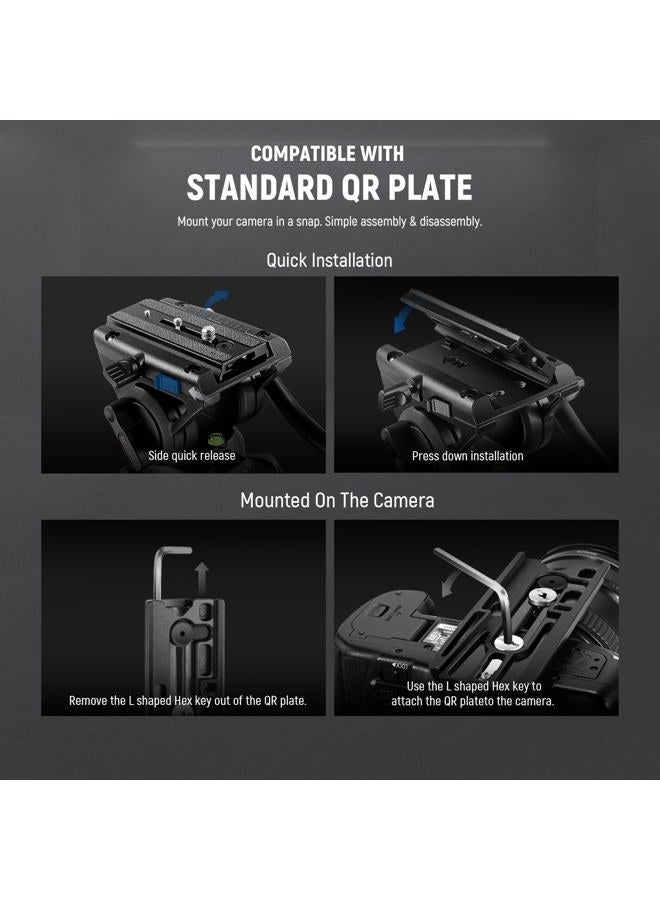 Neewer Professional Camera Monopod with Feet, 70.5"/179cm Telescopic Portable Aluminum Travel Monopod with Pan Tilt Fluid Head and Removable Tripod Base for DSLR Camera Camcorder, Max Load 13.2lb/6Kg - Image 4