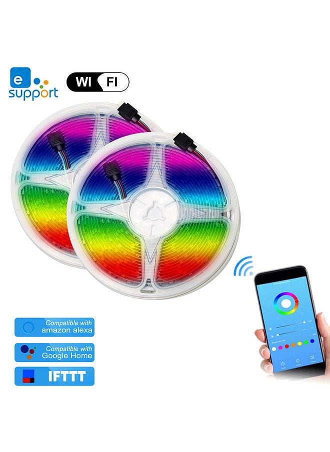 Generic - WIFI LED Strip Lights Kit 10m/32.8ft Length RGB Smart Light Strip Ewelink APP Remote Control Dimmable Changing Color Compatible With  Google Home for Bar Home Decoration - Image 1