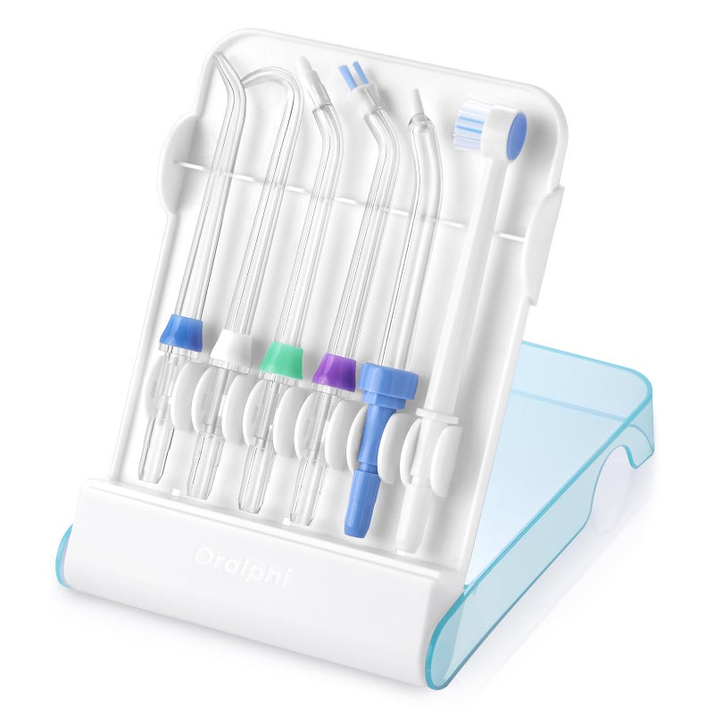 Oralphi Replacement Tips for Waterpik, Water Flosser Replacement Heads Parts for Waterpik Oral Irrigator (6 Tips Different & Storage Case Bundle) - Image 1