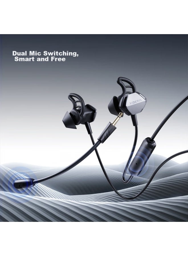 Xiberia Mobile Gaming In-ear Wired Headset 3.5mm For Pc And Mobile, Pubg E-sports Music Earphones With Noise Cancellation, Detachable Microphone, Compatible With All Platforms Mg-2s Iron Gray - Image 3