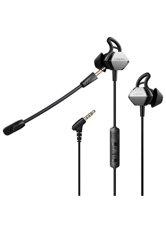 Xiberia Mobile Gaming In-ear Wired Headset 3.5mm For Pc And Mobile, Pubg E-sports Music Earphones With Noise Cancellation, Detachable Microphone, Compatible With All Platforms Mg-2s Iron Gray - Image 1