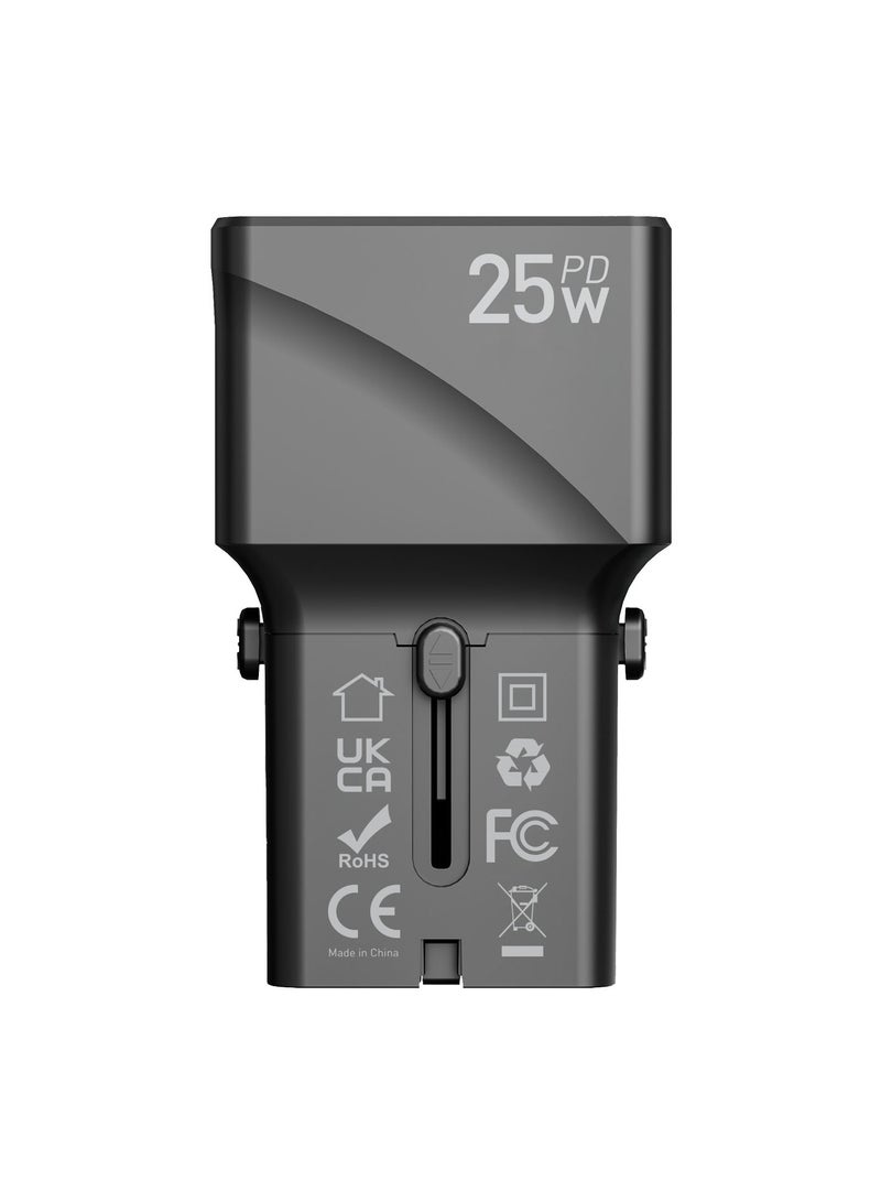 Totulife Pocket Travel Adapter 25W PD & QC 3.0 Fast Charger – Dual Port USB Type-C & USB-A – Compact & Universal Compatibility - Image 2