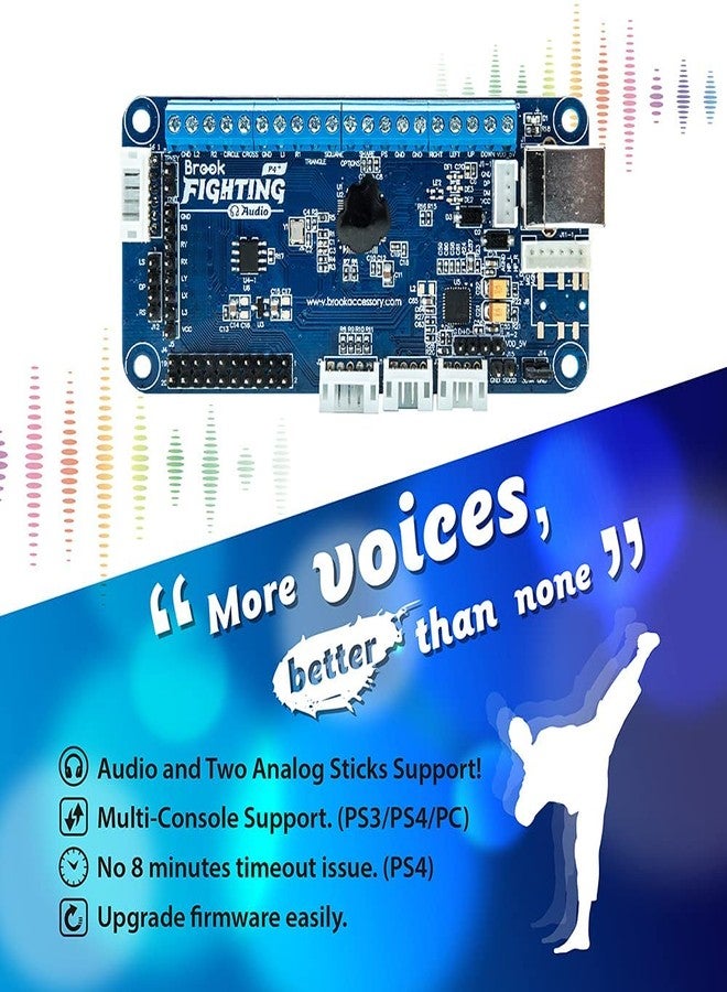 Brook PS4+ Audio Fighting Board - Pre-Installed Header Version, Arcade Stick PCB for PS4, PS3, NS Consoles and PC, Upgradable with UFB-UP5 - Image 3