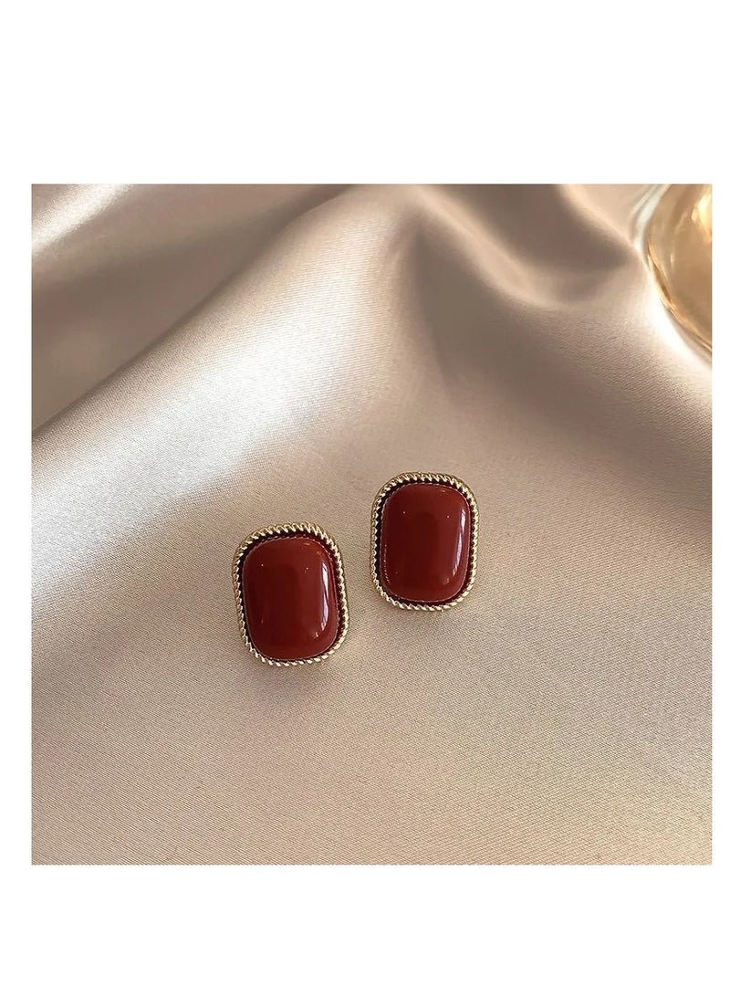 Square Retro-Red Earrings  - Image 1