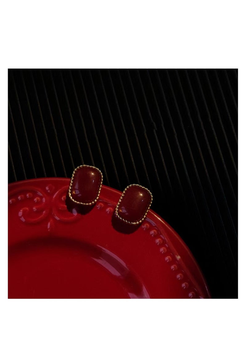 Square Retro-Red Earrings  - Image 2