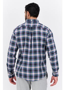 GANT Men Regular Fit Checkered Long Sleeves Casual Shirt, Navy Combo  - Image 3