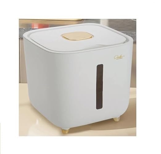 GNEY GNEY 5Kg Rice Dispenser With Measuring Cup, Upgraded Built-in Fresh Box, Cereal Dispenser Storage, BPA-Free Household Food Storage Containers For Kitchen Picnic (White)  - Image 1