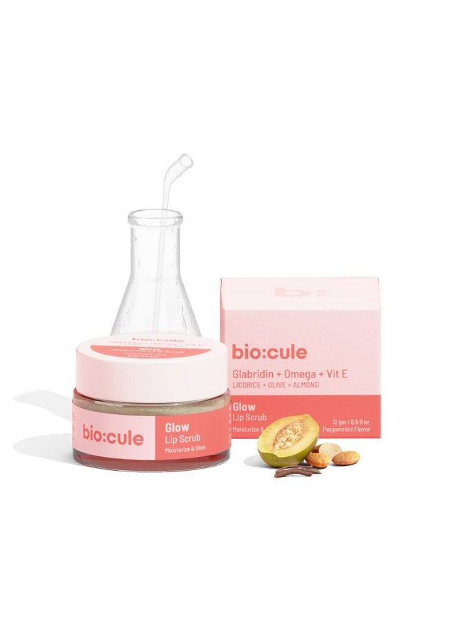 Biocule Glow Lip Scrub Balm For Glowing Pink Lips ; Exfoliates & Heals Dry Chapped & Dark Lips ; With Glabridin Omega & Vitamin E From Licorice & Olive ; Peppermint Flavor ; 100% Natural 12G  - Image 2