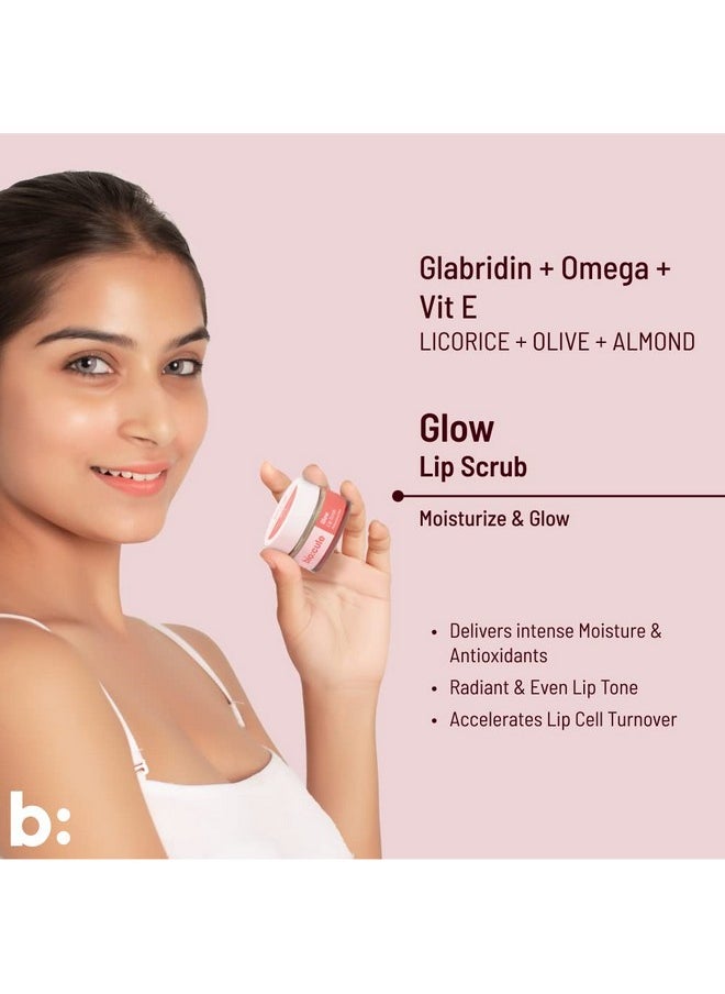 Biocule Glow Lip Scrub Balm For Glowing Pink Lips ; Exfoliates & Heals Dry Chapped & Dark Lips ; With Glabridin Omega & Vitamin E From Licorice & Olive ; Peppermint Flavor ; 100% Natural 12G  - Image 3