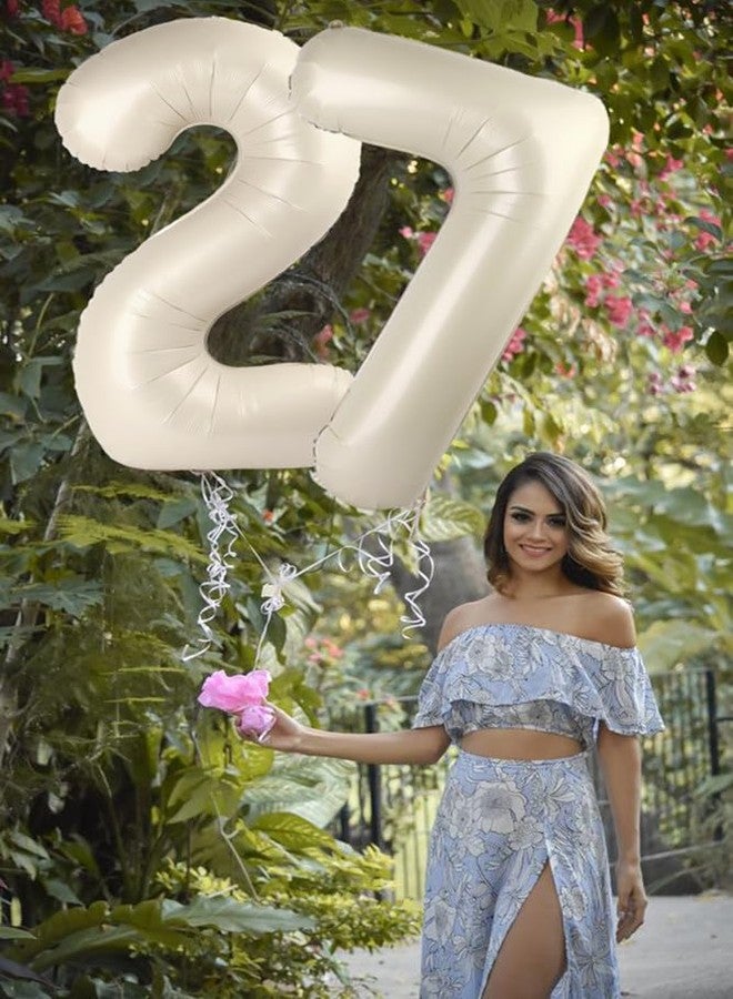 Mluchee 2 Numbers Balloon 40 Inch Cream Two Balloon Number Birthday Decor, 2nd 12 21st Party Celebration Decorations Graduations Wedding Baby Shower - Image 4