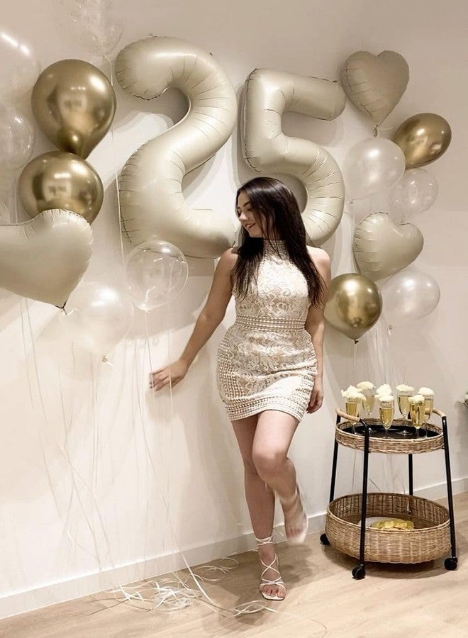 Mluchee 2 Numbers Balloon 40 Inch Cream Two Balloon Number Birthday Decor, 2nd 12 21st Party Celebration Decorations Graduations Wedding Baby Shower - Image 2