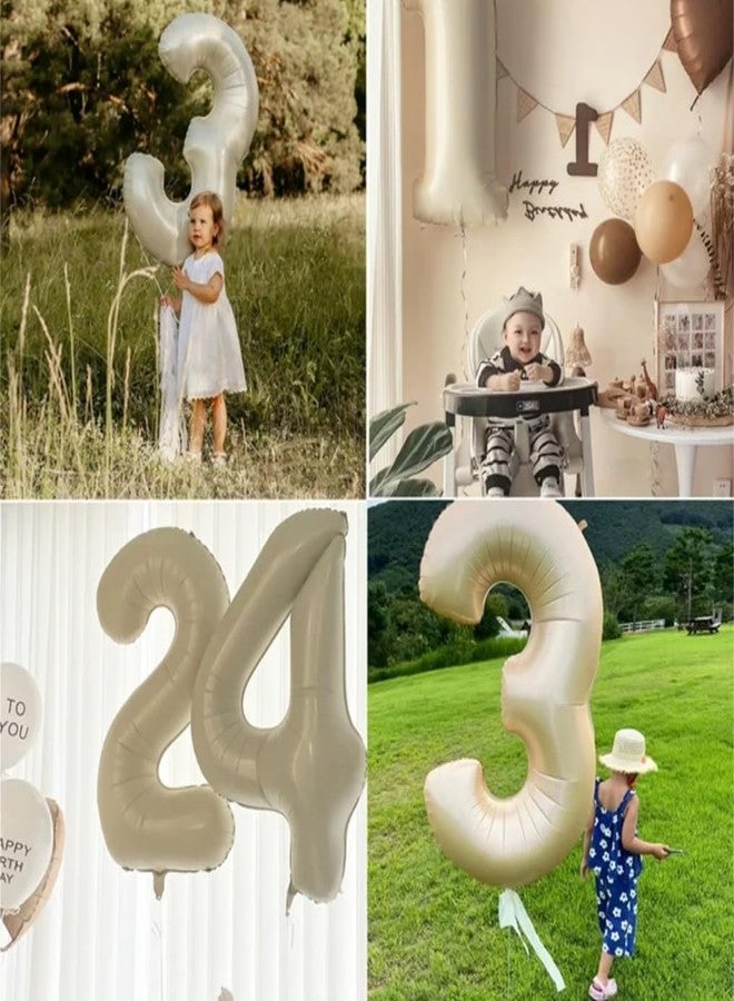 Mluchee 2 Numbers Balloon 40 Inch Cream Two Balloon Number Birthday Decor, 2nd 12 21st Party Celebration Decorations Graduations Wedding Baby Shower - Image 5