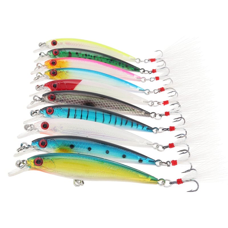 OriGlam 10pcs 3D Artificial Minnow Fishing Lures Baits, Fishing Tackle CrankBait Bass, Hard Bait Swimbait Fishing Lure - Image 2