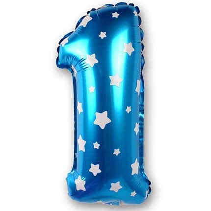 flavouredlove 16 inch One Foil Number Air or Helium Balloon Party Decoration Blue hearts Pack of 1 | 1 Year No. Balloons Birthday/Anniversary (Blue hearts Number 1) - Image 1
