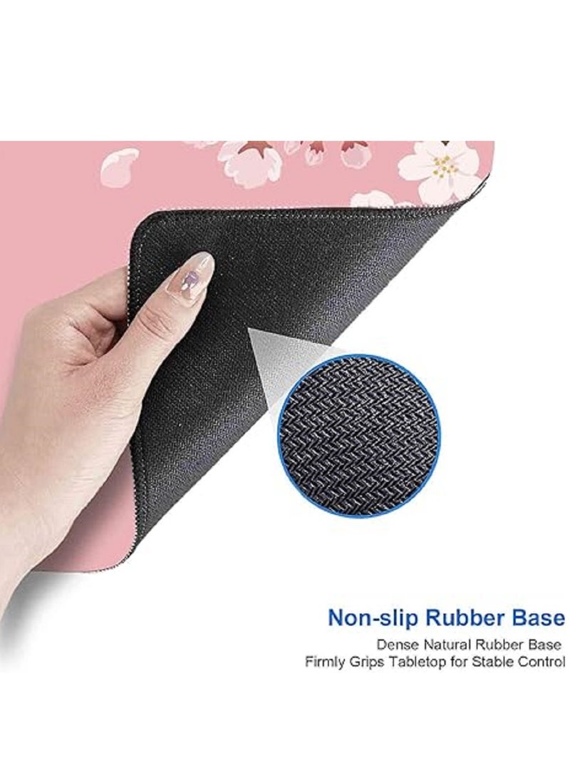 Cherry Blossom Gaming Mouse Pad 900mmX40mm  Thickness 3mm, Pink Full Desk Japanese Sakura Gaming Mouse Pad, Large Non-Slip Rubber Base  Big Keyboard Mat With Stitched Edges For Gaming Office  Desk Pad - Image 3