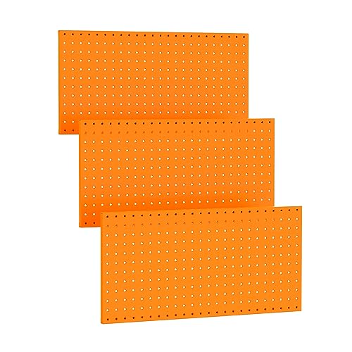 TORACK 3 PCS Metal Pegboard Panels(12x24 inch) for Wall Garage Tools Storage Pegboard for Workbench, Modular Peg Board Tool Organizer Board Kit(Pack of 3, Orange) - Image 1