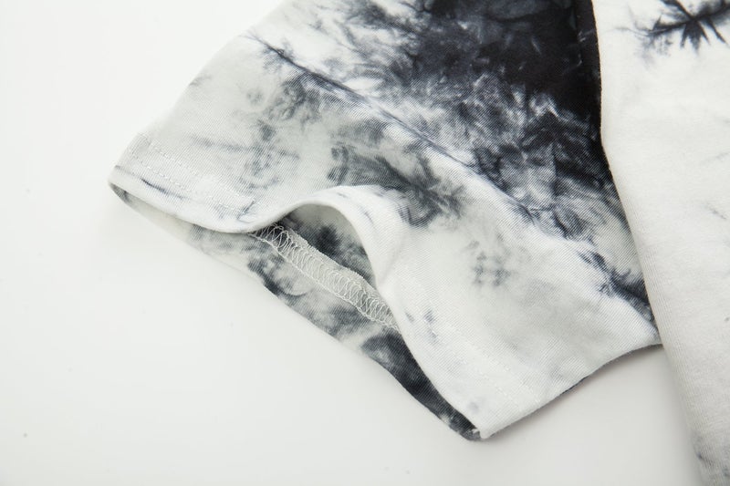 KLIEGOU Mens Hip Hop Tie-Dyed Hipster Curve Hem T Shirt(1803ZR White M) - Image 4