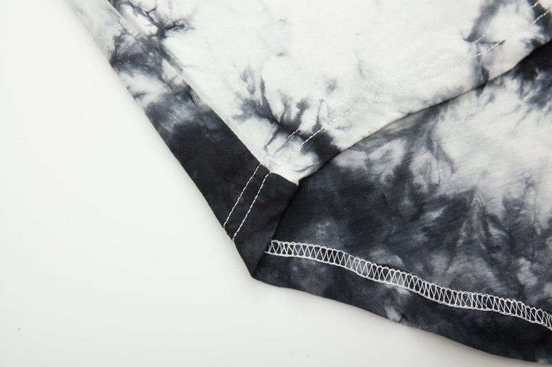 KLIEGOU Mens Hip Hop Tie-Dyed Hipster Curve Hem T Shirt(1803ZR White M) - Image 5