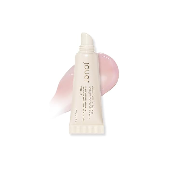 Jouer Essential Vegan Lip Enhancer - Plumping Lip Gloss - Enhancing Lip Conditioner - Moisturize, Plump, & Nourishing Lip Care - Jojoba Seed Oil & Maxi Lip Formula for Moisturizing & Fullness, Vanilla